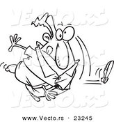 Vector of a Cartoon Man Throwing a Shoe - Coloring Page Outline by Toonaday