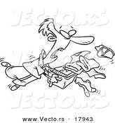 Vector of a Cartoon Man Tripping and Dumping Folded Laundry - Outlined Coloring Page by Toonaday