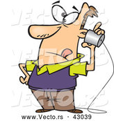 Vector of a Cartoon Man Using Can Phone with String by Toonaday