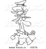 Vector of a Cartoon Man Wearing Many Hats - Outlined Coloring Page by Toonaday