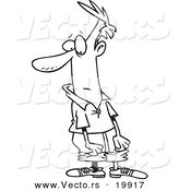 Vector of a Cartoon Man Wearing Mismatched Socks - Outlined Coloring Page by Toonaday
