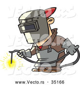 Vector of a Cartoon Man Welding Metal at Work by Toonaday