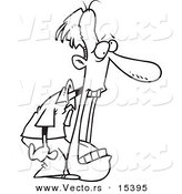 Vector of a Cartoon Man with a Dropped Jaw - Coloring Page Outline by Toonaday