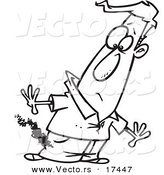 Vector of a Cartoon Man with Burning Pants - Coloring Page Outline by Toonaday