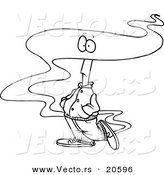 Vector of a Cartoon Man with His Head in the Fog - Coloring Page Outline by Toonaday