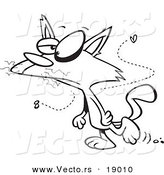 Vector of a Cartoon Mangy Stinky Cat Walking Upright - Outlined Coloring Page by Toonaday