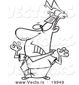 Vector of a Cartoon Memo Pinned to a Businessman - Outlined Coloring Page by Toonaday