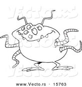 Vector of a Cartoon Menacing Alien - Outlined Coloring Page Drawing by Toonaday