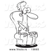 Vector of a Cartoon Mesmerized Man Sitting in a Chair - Outlined Coloring Page by Toonaday