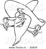 Vector of a Cartoon Mexican Chili Pepper - Coloring Page Outline by Toonaday