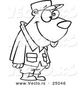 Vector of a Cartoon Military Gopher - Outlined Coloring Page by Toonaday