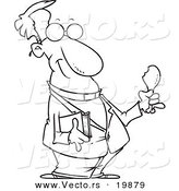 Vector of a Cartoon Minister Holding a Bible and Drumstick - Outlined Coloring Page by Toonaday