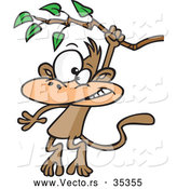 Vector of a Cartoon Monkey Swinging from a Treen Branch by Toonaday