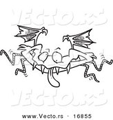 Vector of a Cartoon Monster Bat - Coloring Page Outline by Toonaday