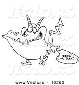 Vector of a Cartoon Monster Trick or Treating - Outlined Coloring Page Drawing by Toonaday