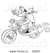Vector of a Cartoon Motorcycler - Coloring Page Outline by Toonaday