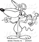 Vector of a Cartoon Mouse Holding a Hammer - Coloring Page Outline by Toonaday