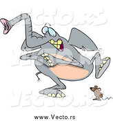 Vector of a Cartoon Mouse Scaring a Gray Elephant by Toonaday