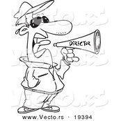 Vector of a Cartoon Movie Director Using a Bullhorn - Outlined Coloring Page by Toonaday