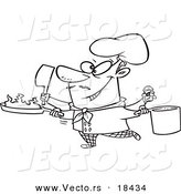 Vector of a Cartoon Multi Tasking Chef - Outlined Coloring Page by Toonaday