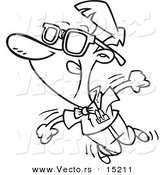 Vector of a Cartoon Nerdy Man Dancing - Coloring Page Outline by Toonaday