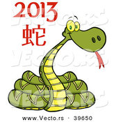 Vector of a Cartoon New Year 2013 Snake by Hit Toon