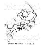 Vector of a Cartoon New Years Baby Swinging on a Rope - Coloring Page Outline by Toonaday