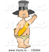 Vector of a Cartoon New Year's Baby Wearing a Sash, Diaper and a Hat and Waving by Djart