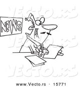 Vector of a Cartoon News Anchorman Reading - Outlined Coloring Page Drawing by Toonaday