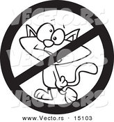 Vector of a Cartoon No Cat Sign - Coloring Page Outline by Toonaday