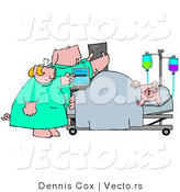 Vector of a Cartoon Nurse and Doctor Checking on Sick Pig in a Hospital by Djart