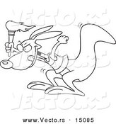 Vector of a Cartoon Olympic Kangaroo with a Torch - Coloring Page Outline by Toonaday