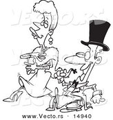 Vector of a Cartoon Opera Couple Walking - Coloring Page Outline by Toonaday