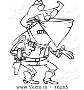 Vector of a Cartoon Outlaw Cowboy Demanding - Outlined Coloring Page Drawing by Toonaday