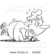 Vector of a Cartoon Overweight Lady Trying to Do Push Ups - Outlined Coloring Page by Toonaday