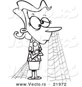 Vector of a Cartoon Patient Woman with Cobwebs - Outlined Coloring Page by Toonaday