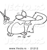 Vector of a Cartoon Penguin Cutting out the Letter P - Coloring Page Outline by Toonaday