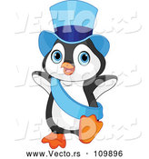 Vector of a Cartoon Penguin Dancing in a Blue Top Hat and Sash by Pushkin