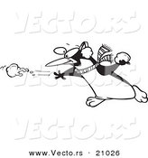 Vector of a Cartoon Penguin Throwing a Snow Ball - Coloring Page Outline by Toonaday