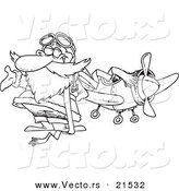 Vector of a Cartoon Pilot Santa - Outlined Coloring Page by Toonaday