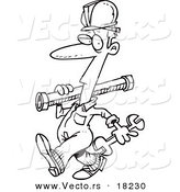 Vector of a Cartoon Pipe Rigger - Outlined Coloring Page by Toonaday
