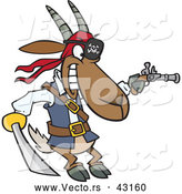 Vector of a Cartoon Pirate Goat Holding a Sword and Pistol by Toonaday