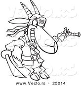 Vector of a Cartoon Pirate Goat Holding a Sword and Pistol - Outlined Coloring Page by Toonaday