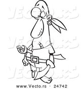 Vector of a Cartoon Pirate Stabbed with a Sword - Outlined Coloring Page by Toonaday