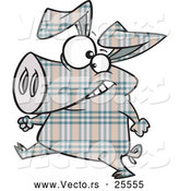 Vector of a Cartoon Plaid Pig Walking on Hinds Feet by Toonaday
