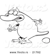 Vector of a Cartoon Platypus Laying an Egg - Outlined Coloring Page by Toonaday