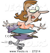Vector of a Cartoon Playful Business Woman Surfing on Her Office Chair by Toonaday