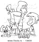 Vector of a Cartoon Pleasant Family - Outlined Coloring Page by Toonaday