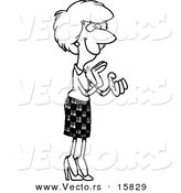 Vector of a Cartoon Pleased Businesswoman Clapping - Outlined Coloring Page Drawing by Toonaday