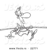 Vector of a Cartoon Pole Vaulter - Coloring Page Outline by Toonaday